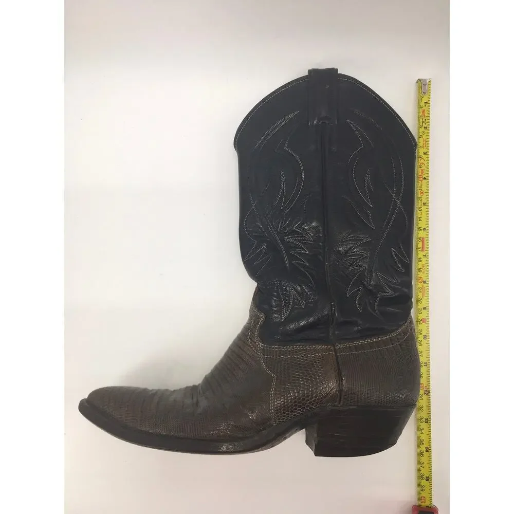 Vintage Justin Teju Lizard Leather Exotic Cowboy Boot Mens 9D 2867 Western READ